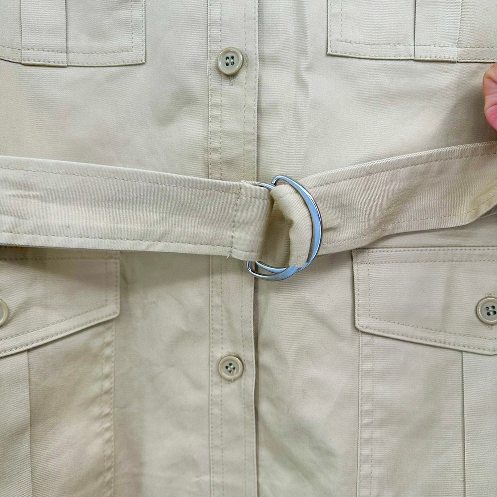 New York & Company 7th Avenue Khaki Tan Belted Safari Utility Jacket Medium - Picture 2 of 7